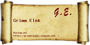 Grimm Elek névjegykártya